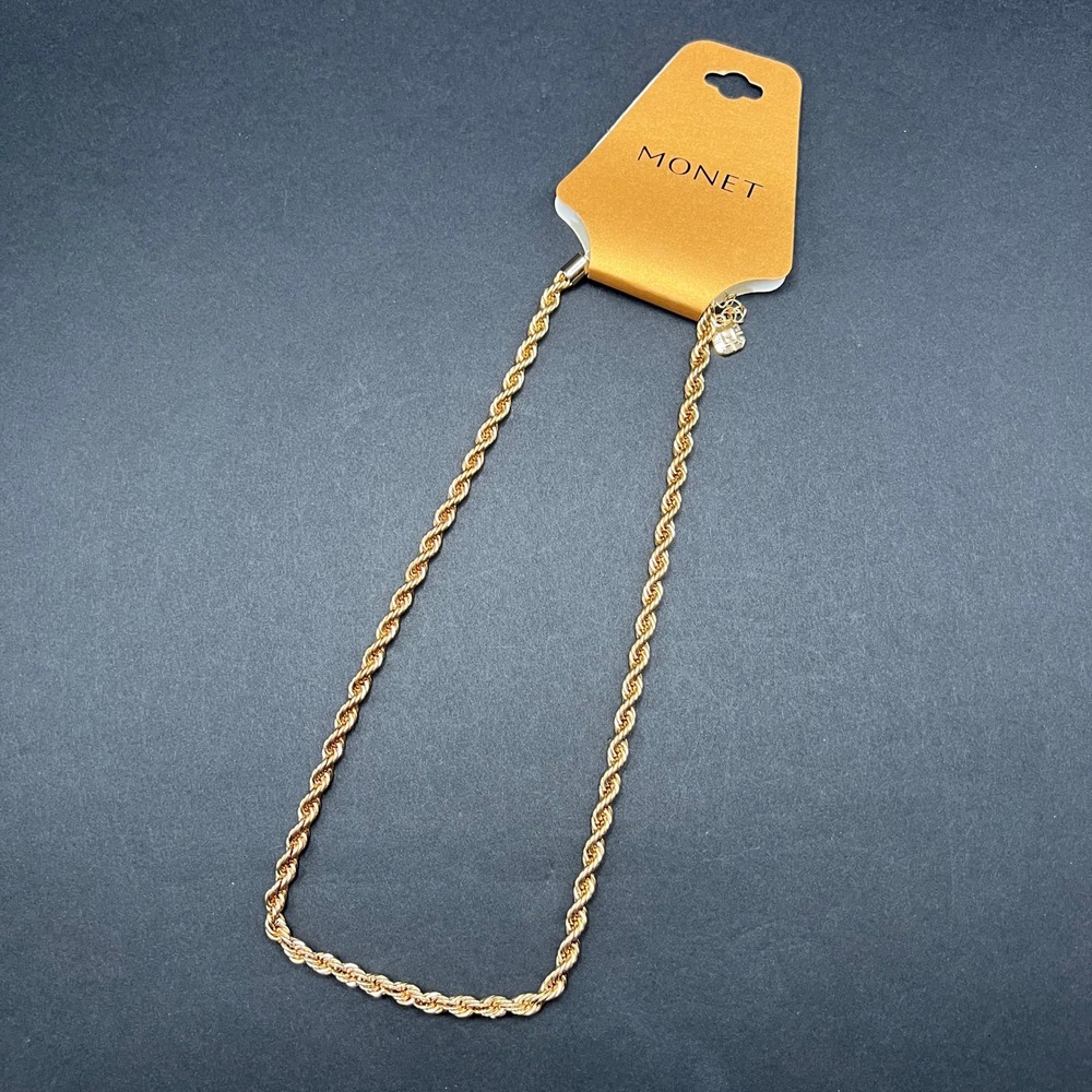 Monet Rope Chain Necklace Gold Tone Twisted Link Classic Layering 90s 18"